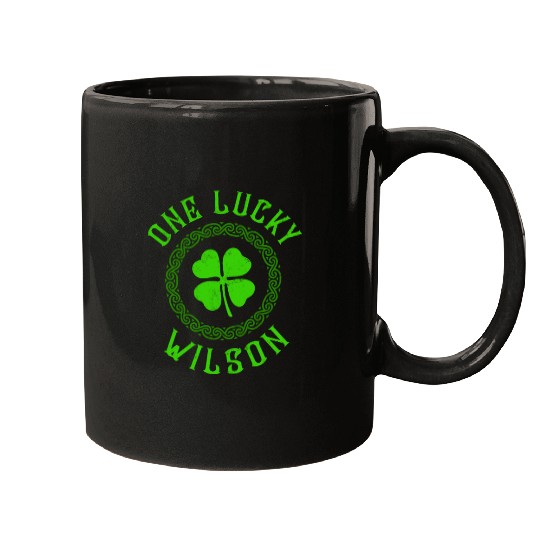 One Lucky Wilson Irish Family Four Leaf Clover Mugs
