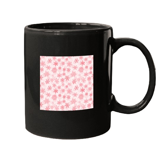 Elegant Snowflakes Pattern White Red Mugs