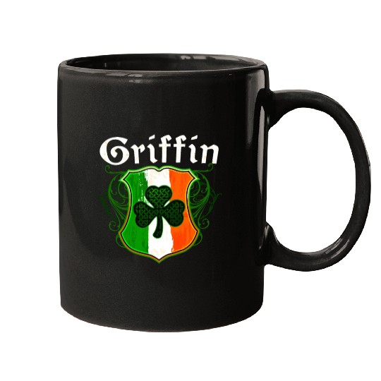 Griffin Irish Surname Ireland Flag Shield Shamrock Mugs