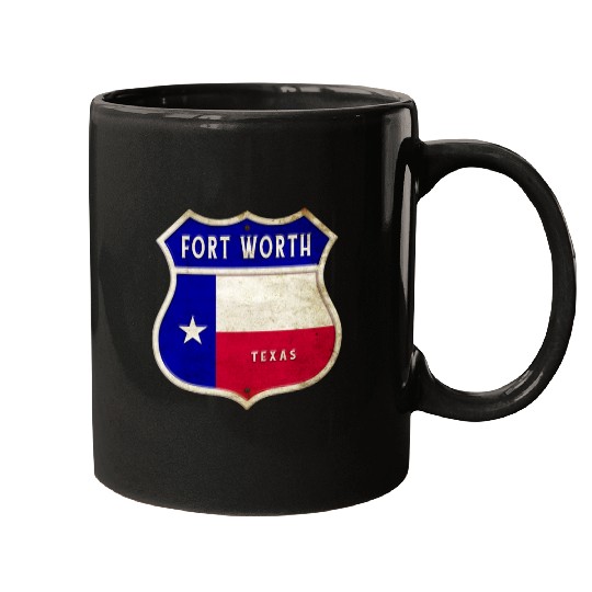Fort Worth Texas Crest Flag Design Mugs