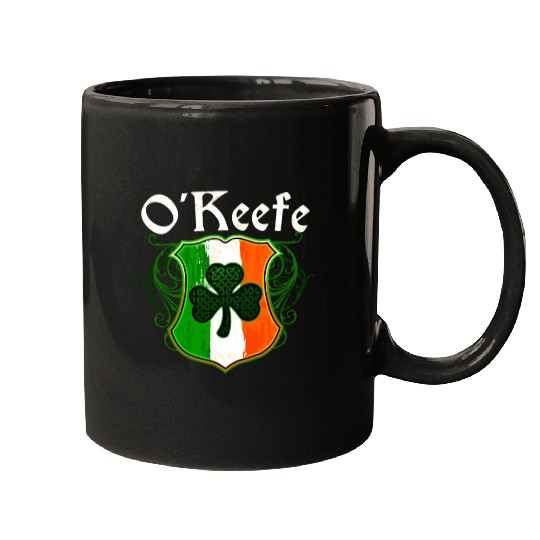 O'Keefe Irish Surname Ireland Flag Shield Shamrock Mugs