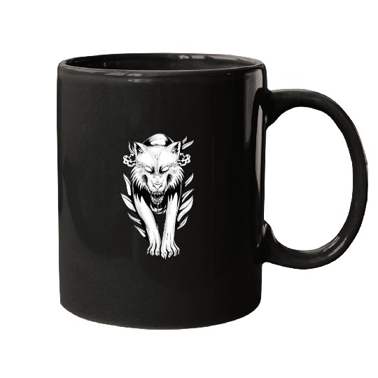 Angry Demon Wolf Mugs