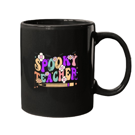 Spooky Season Retro Spooky Teacher Halloween Funny Mugs