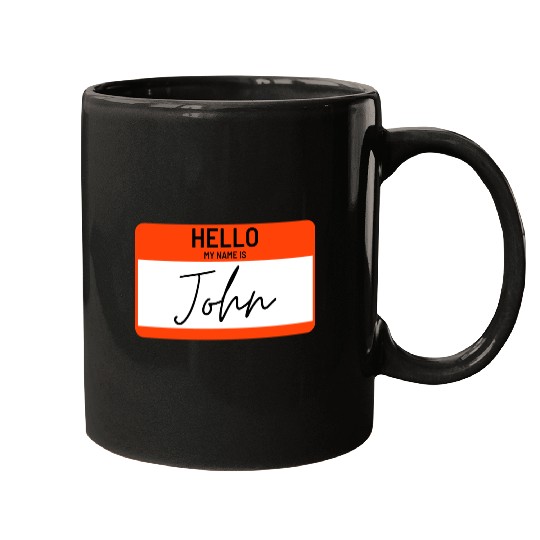 hello my name is john name card Mugs