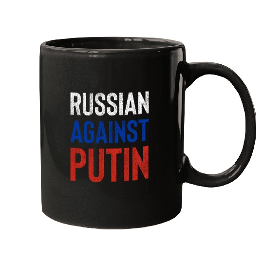 Russian against Putin russia flag grunge Mugs