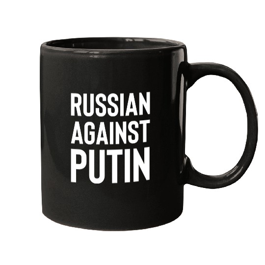 Russian against Putin white Mugs