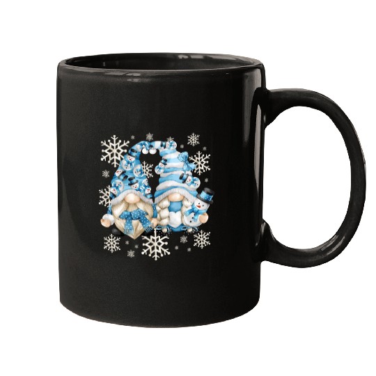 Funny Snowman Gnomies With Snowflakes Cute Winter Mugs