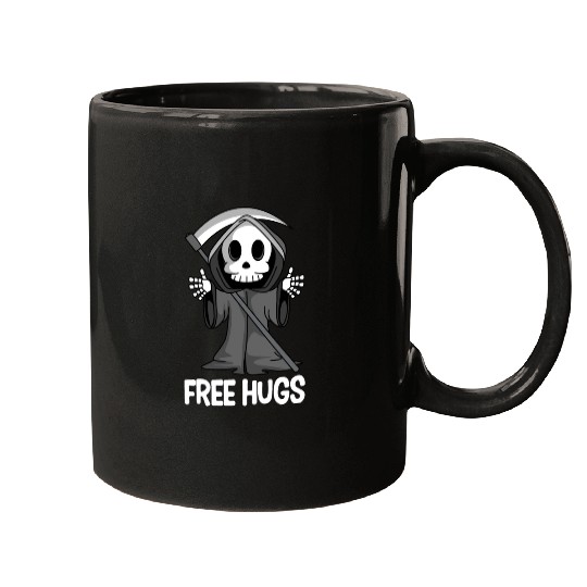 Free Hugs Grim Reaper Spooky Halloween Mugs