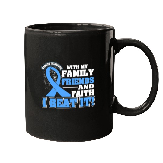 Family Faith I Beat It Prostate Cancer Awareness Mugs