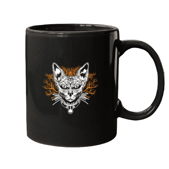 Goth Cat Concert Festivals Black Heavy Death Metal Mugs