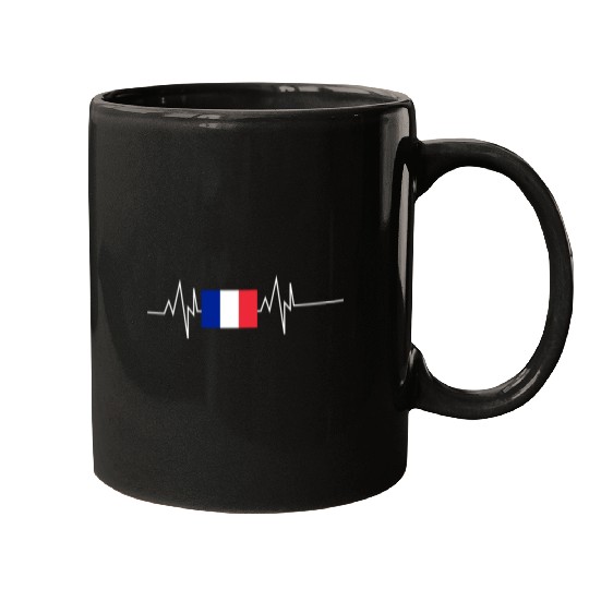 France Flag Heartbeat Mugs