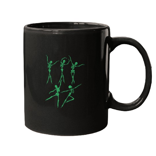 Green Dancing Skeleton Mugs