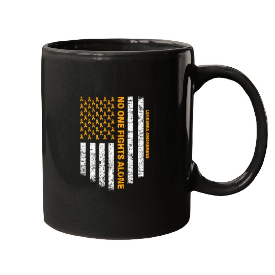 No One Fights Alone Usa Flag Leukemia Awareness Mugs