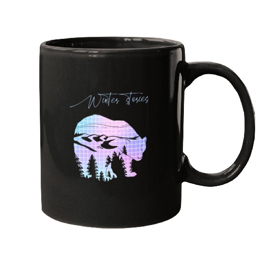 Winter stories Bear Trees Pastel Rainbow Mugs