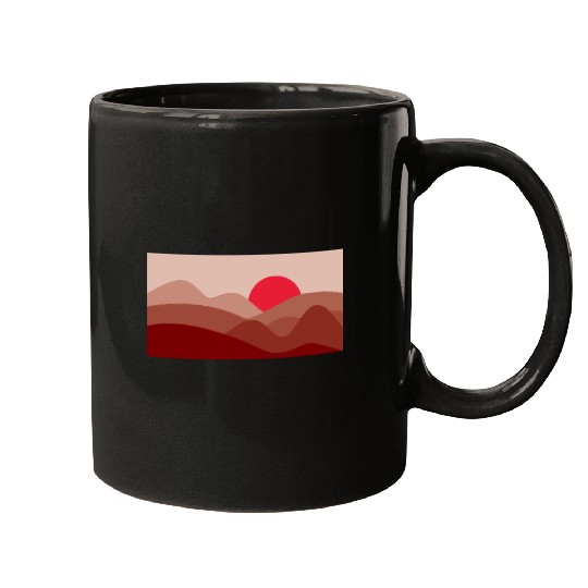 Minimalist Sun Garnet Red Mugs