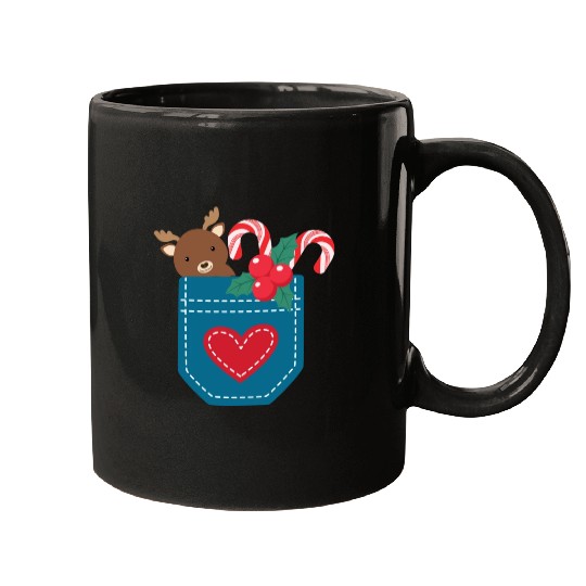 Christmas moose peppermint pocket Mugs