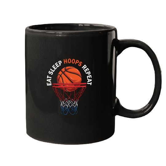 Eat Sleep Hoops Repeat Basketball Mugs