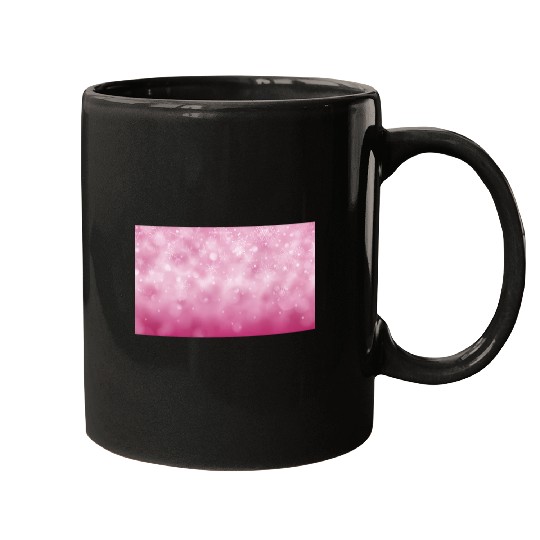 Pink Bokeh Christmas Snowflakes Mugs