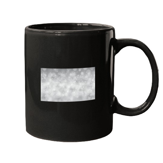 Grey Bokeh Christmas Snowflakes Mugs