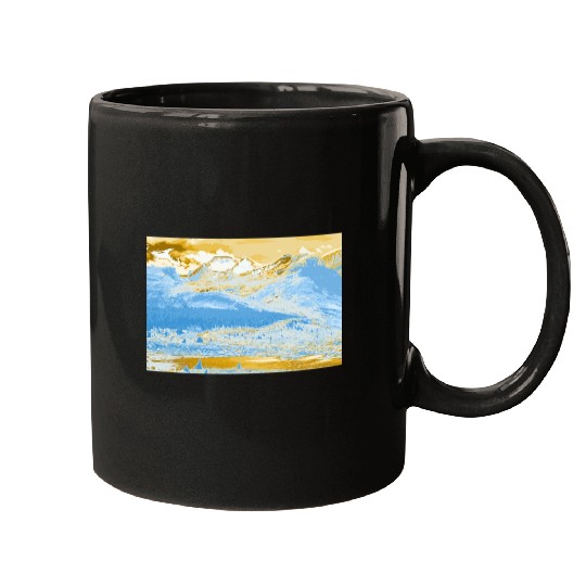 Golden Blue Mountain Lake Mugs