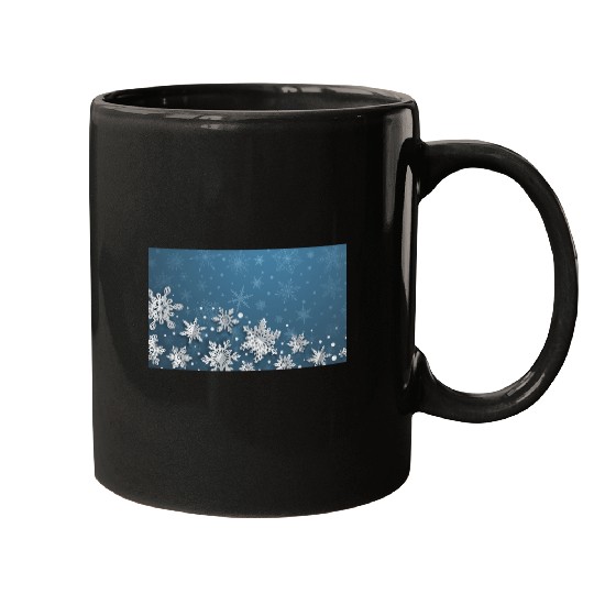 Modern Blue Snowflakes Pattern Mugs