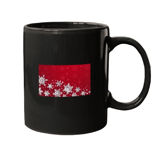 Modern Red Snowflakes Pattern Mugs