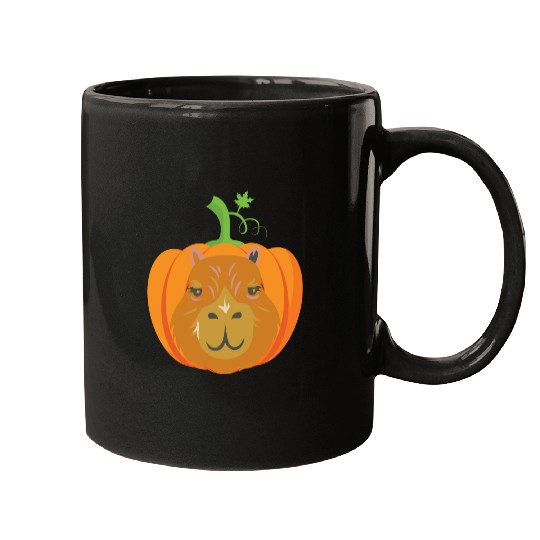 Capybara with a pumpkin Mugs