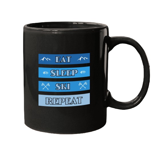 Eat Sleep Ski Repeat Modern Mugs