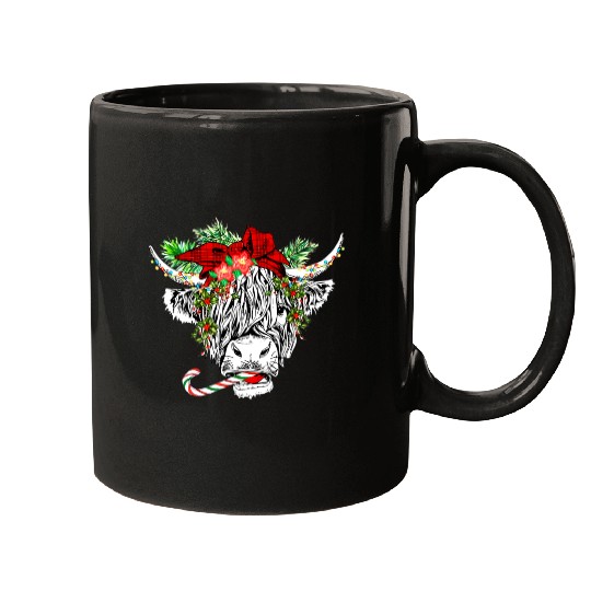 Christmas Highland Cow Merry Christmas Mugs