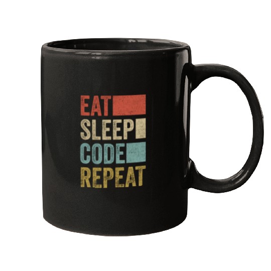 Software Developer Coder Retro Eat Sleep Code Mugs