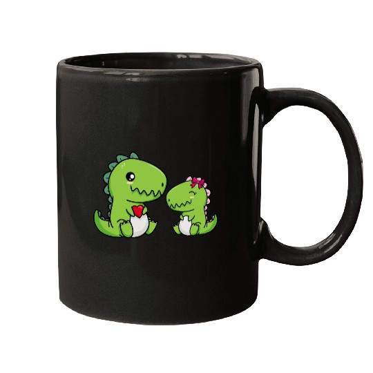 Big sister brother dino siblings boy girl heart Mugs