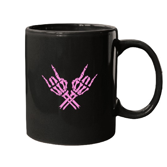 Skeleton Rock Hands Mugs