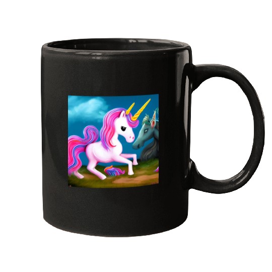 White Unicorn in pastel colors Mugs