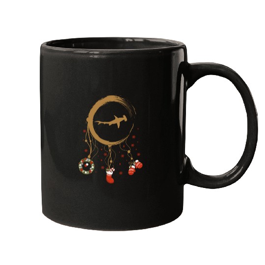 Winter dreamcatcher Christmas Hammerhead Shark Mugs