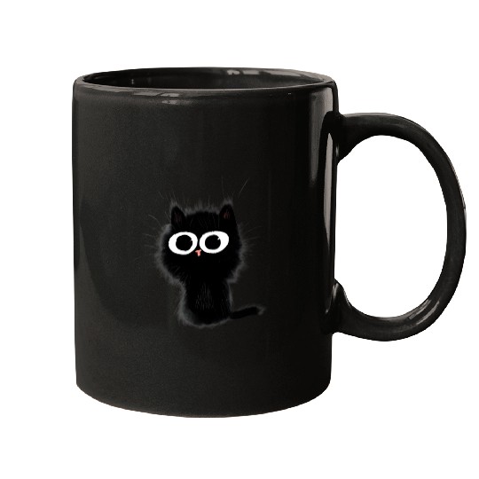 Surprised black cat Mugs
