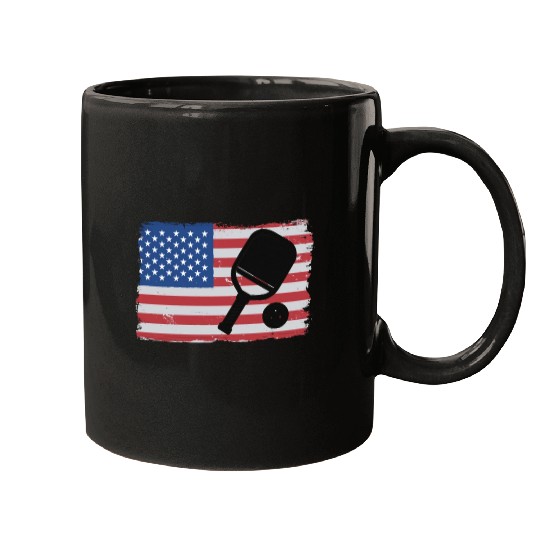 American Flag US 4th Of July Pickleball Funny Mugs