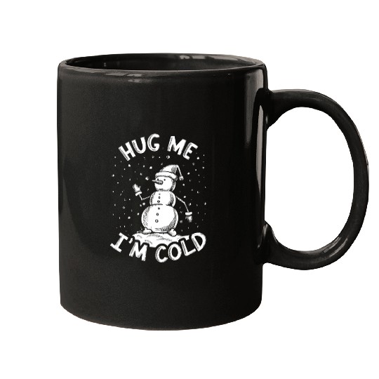 Hug Me I'm Cold Vintage Snowman Matching Christmas Mugs