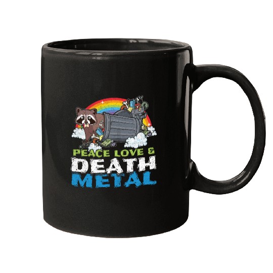 Trash Racoon Love Peace Metal Music Heavy Rock Mugs