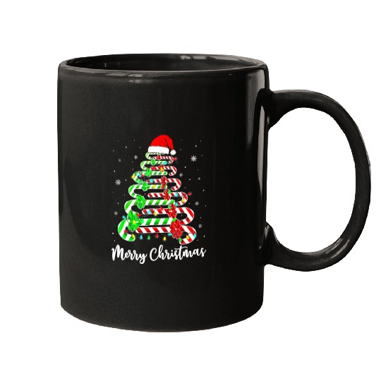 Candy Cane Santa Hat Funny Xmas Tree Merry Mugs