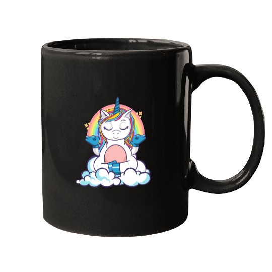Unicorn Yoga Meditate Focus Exhale Inhale Mugs