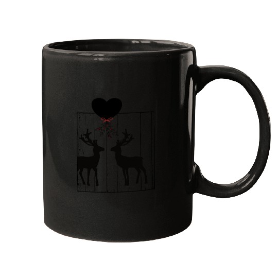 Reindeer love under a mistletoe Mugs
