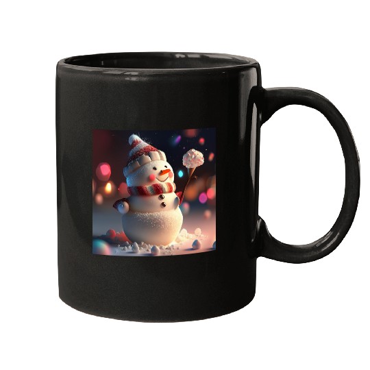 Snowman holding Candy Mugs