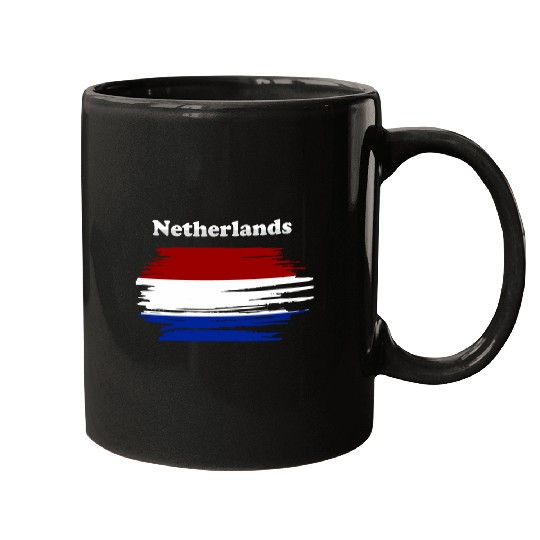 Netherlands Brush Effect Flag Mugs