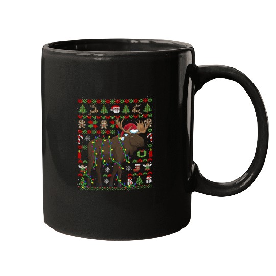 Ugly Christmas Moose Sweden Mugs