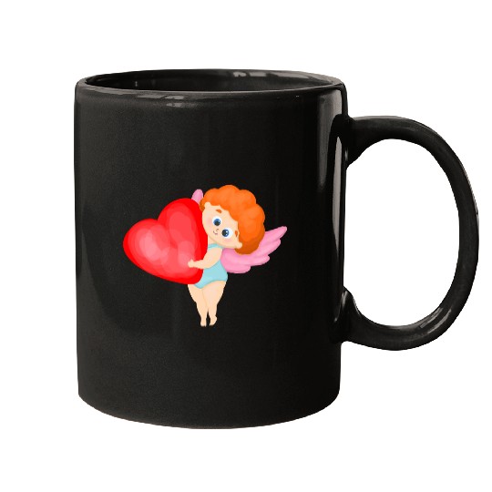 Lovely cupids. Cupid with a red heart Mugs