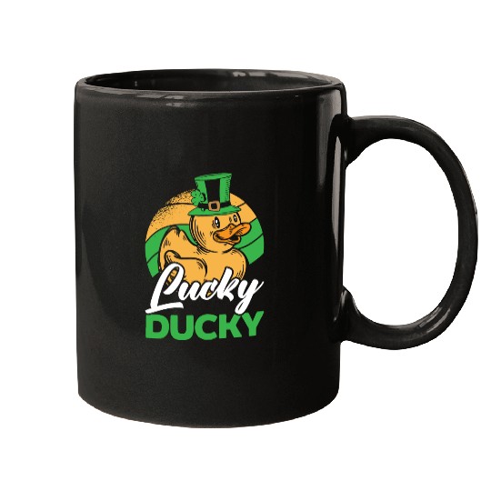 Lucky Ducky Duck Shamrock St. Patricks Day Irish Mugs