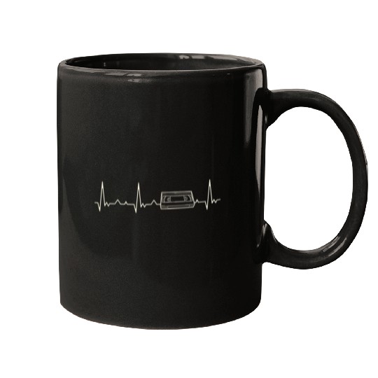 VHS Tape. Heart. Love. EKG. Pulse. Beat. Mugs