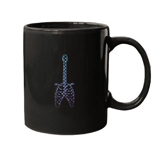 Rock and Roll Skeleton Ribcage Guitar Bones Guitar Mugs