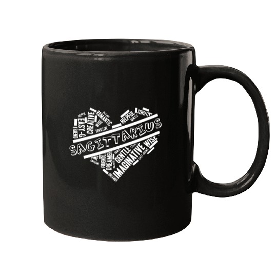 Sagittarius Heart Word Cloud Doodle Astrology Zodi Mugs
