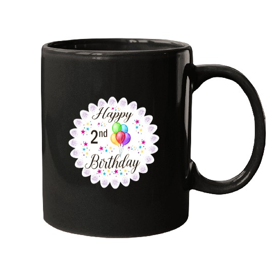 2nd Happy Birthday with Balloons Mugs